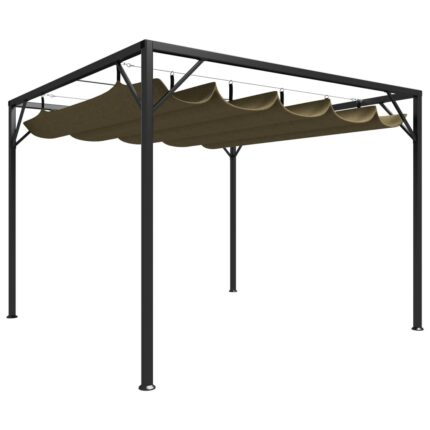 vidaXL Πέργκολα Κήπου με Πτυσσόμενη Οροφή Taupe 3 x 3 μ. 180 γρ/μ²