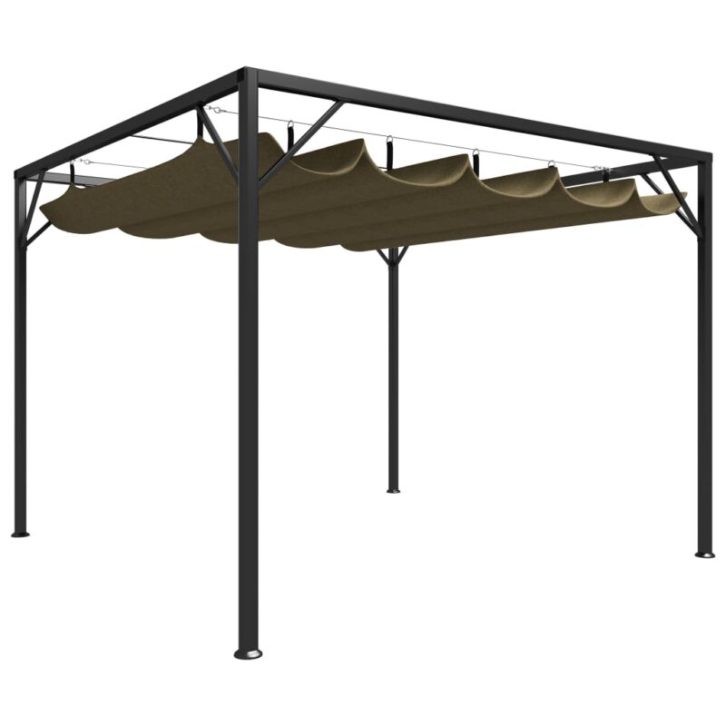 vidaXL Πέργκολα Κήπου με Πτυσσόμενη Οροφή Taupe 3 x 3 μ. 180 γρ/μ²
