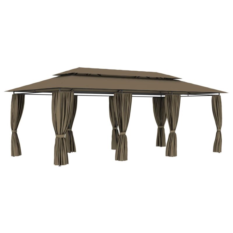 vidaXL Κιόσκι με Κουρτίνες Taupe 600 x 298 x 270 εκ. 180 γρ./μ²