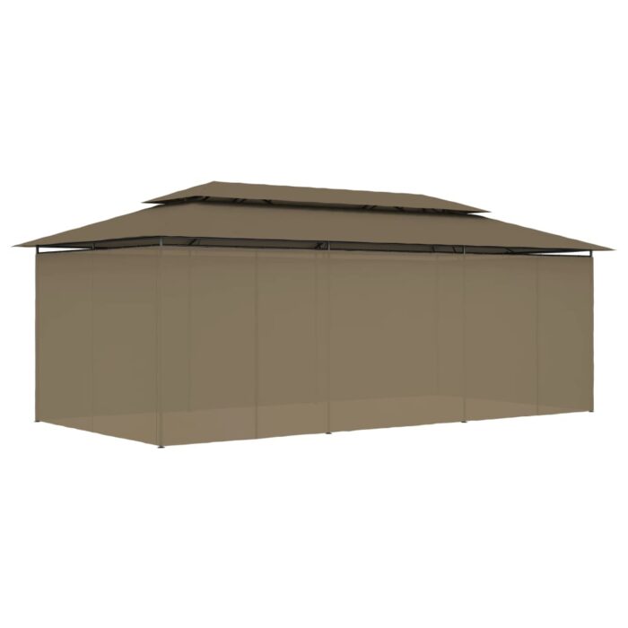 Κιόσκι με Κουρτίνες Taupe 600 x 298 x 270 εκ. 180 γρ./μ² - Image 4