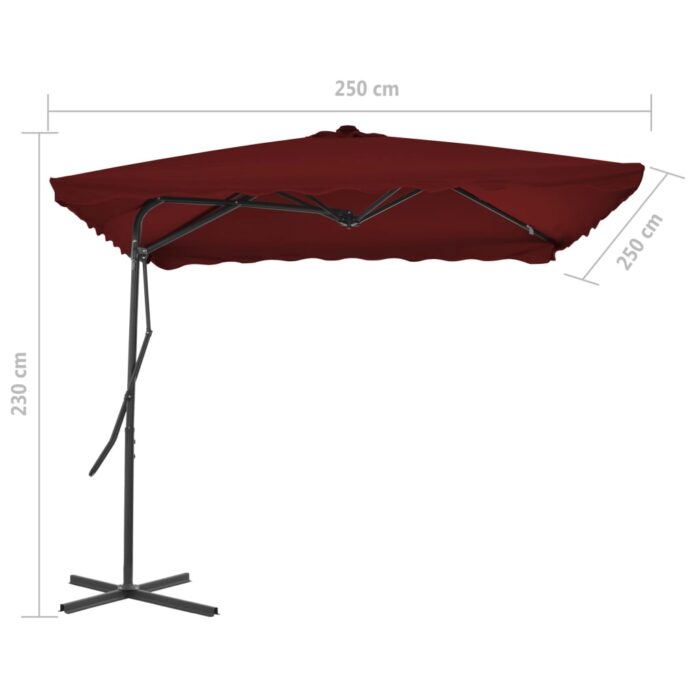 Ομπρέλα Κήπου Μπορντό 250x250x230 εκ. με Ατσάλινο Ιστό - Image 6