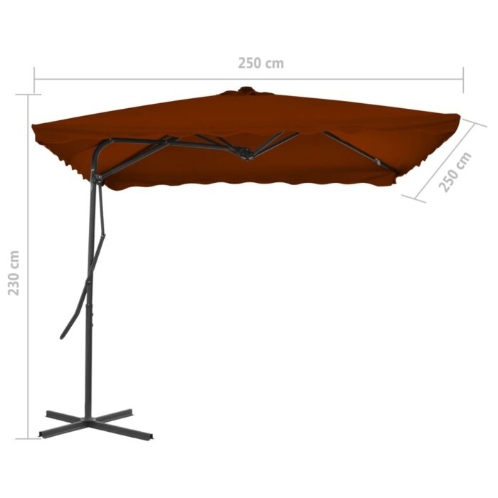 Ομπρέλα Κήπου Τερακότα 250x250x230 εκ. με Ατσάλινο Ιστό - Image 6