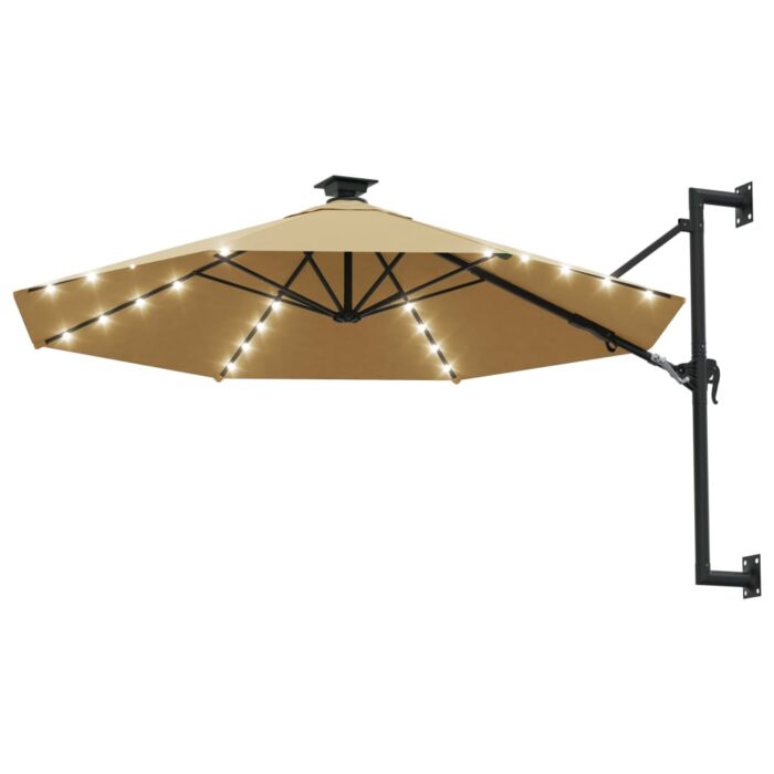 Ομπρέλα Κήπου Επιτοίχια με LED Taupe 300 εκ. - Image 2