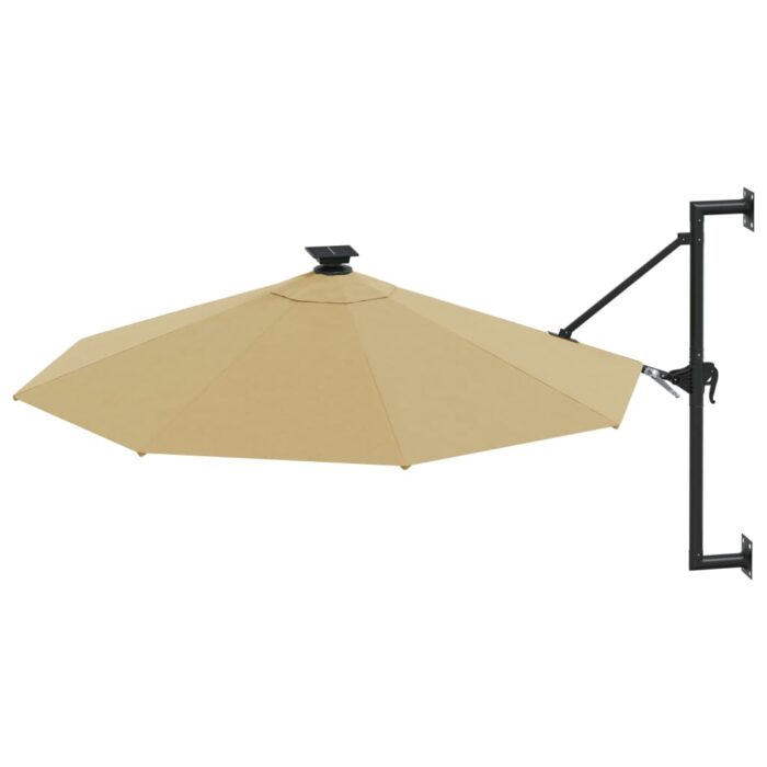 Ομπρέλα Κήπου Επιτοίχια με LED Taupe 300 εκ. - Image 3