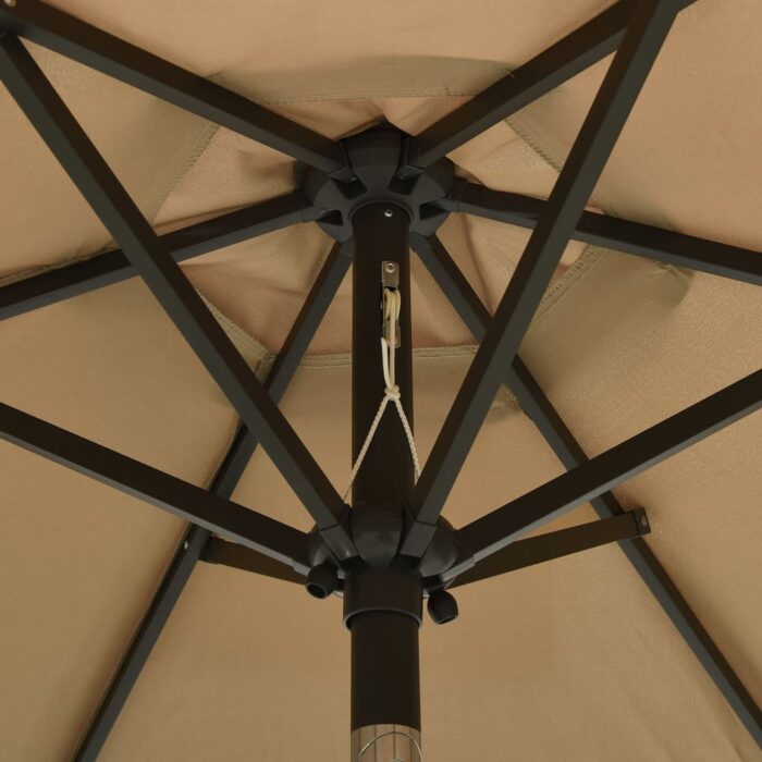 Ομπρέλα Κήπου με LED Taupe 200 x 211 εκ. Αλουμινίου - Image 5