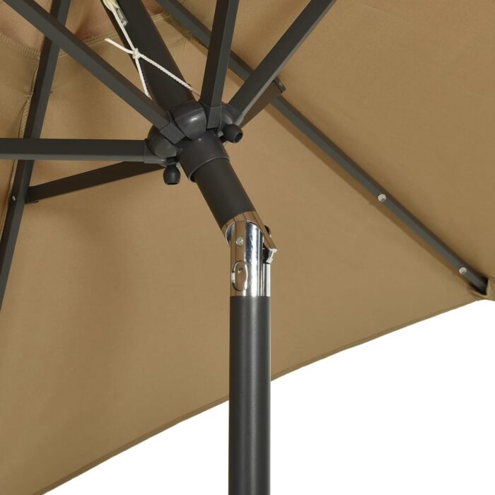 Ομπρέλα Κήπου με LED Taupe 200 x 211 εκ. Αλουμινίου - Image 6