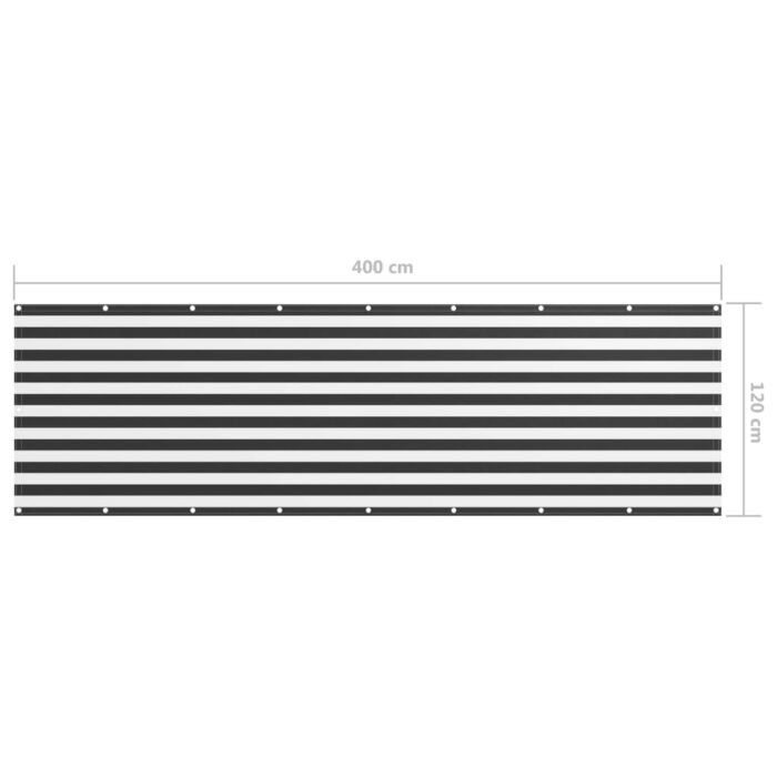 Διαχωριστικό Βεράντας Ανθρακί/Λευκό 120 x 400 εκ. Ύφασμα Oxford - Image 5