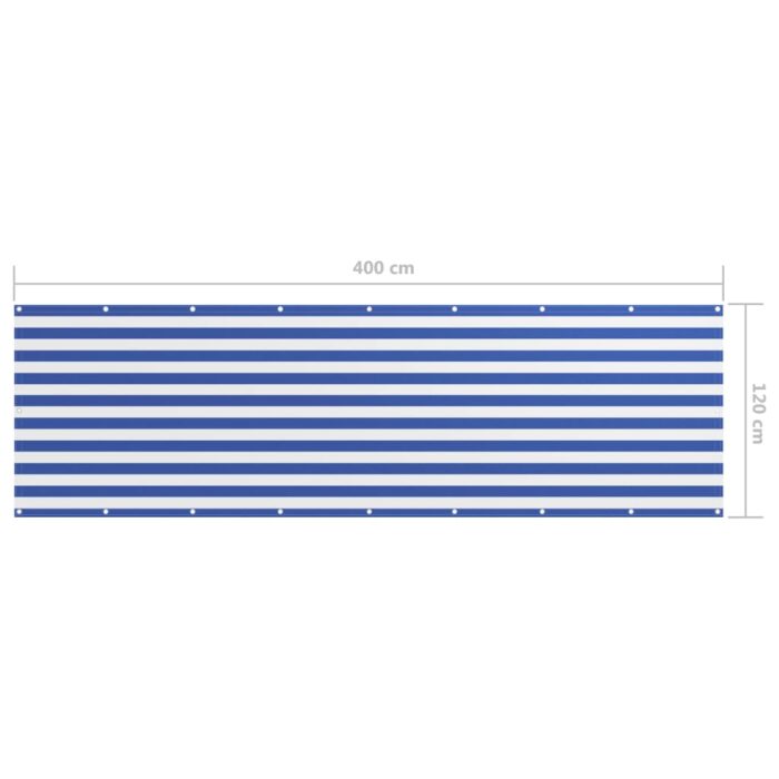 Διαχωριστικό Βεράντας Λευκό/Μπλε 120 x 400 εκ. Ύφασμα Oxford - Image 5