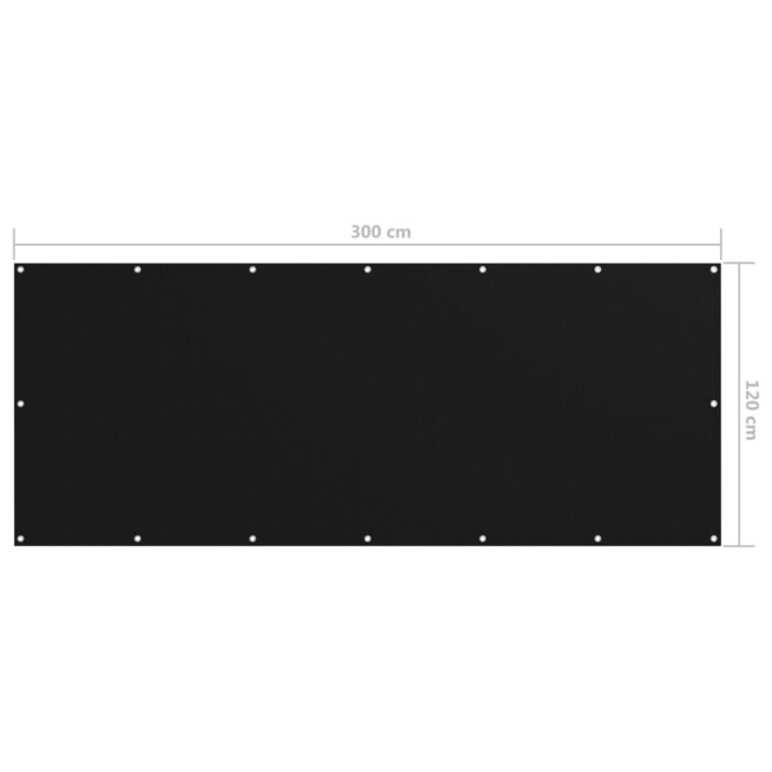 Διαχωριστικό Βεράντας Μαύρο 120 x 300 εκ. Ύφασμα Oxford - Image 5