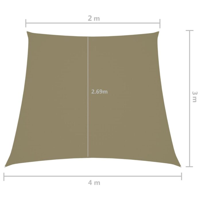 Πανί Σκίασης Τρίγωνο Μπεζ 2/4 x 3 μ. από Ύφασμα Oxford - Image 6