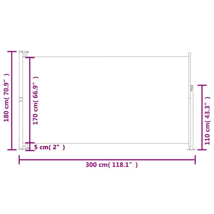 Σκίαστρο Πλαϊνό Συρόμενο Βεράντας Κρεμ 180 x 300 εκ. - Image 7