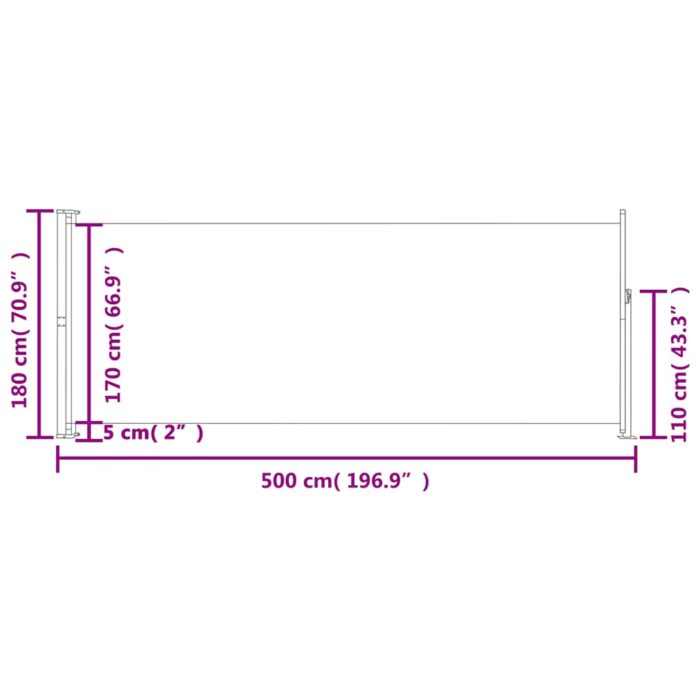Σκίαστρο Πλαϊνό Συρόμενο Βεράντας Μαύρο 180 x 500 εκ. - Image 7