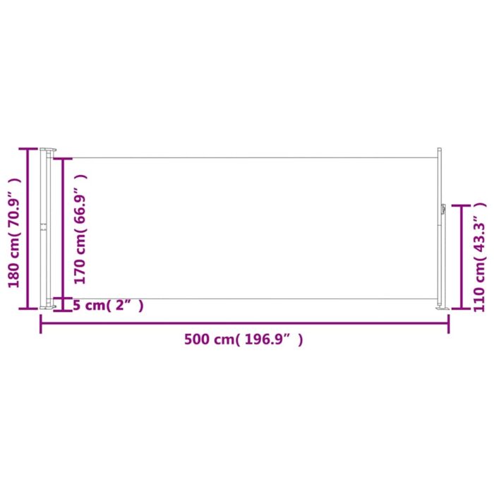 Σκίαστρο Πλαϊνό Συρόμενο Βεράντας Κρεμ 180 x 500 εκ. - Image 7