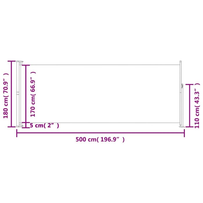 Σκίαστρο Πλαϊνό Συρόμενο Βεράντας Καφέ 180 x 500 εκ. - Image 7