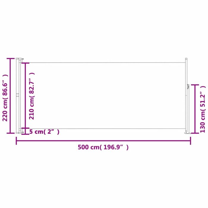 Σκίαστρο Πλαϊνό Συρόμενο Βεράντας Κρεμ 220 x 500 εκ. - Image 7