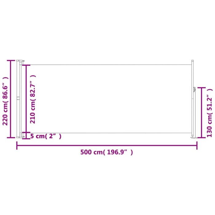 Σκίαστρο Πλαϊνό Συρόμενο Βεράντας Γκρι 220 x 500 εκ. - Image 7