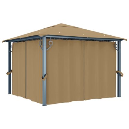 vidaXL Κιόσκι με Κουρτίνα Taupe 300 x 300 εκ. Αλουμινίου