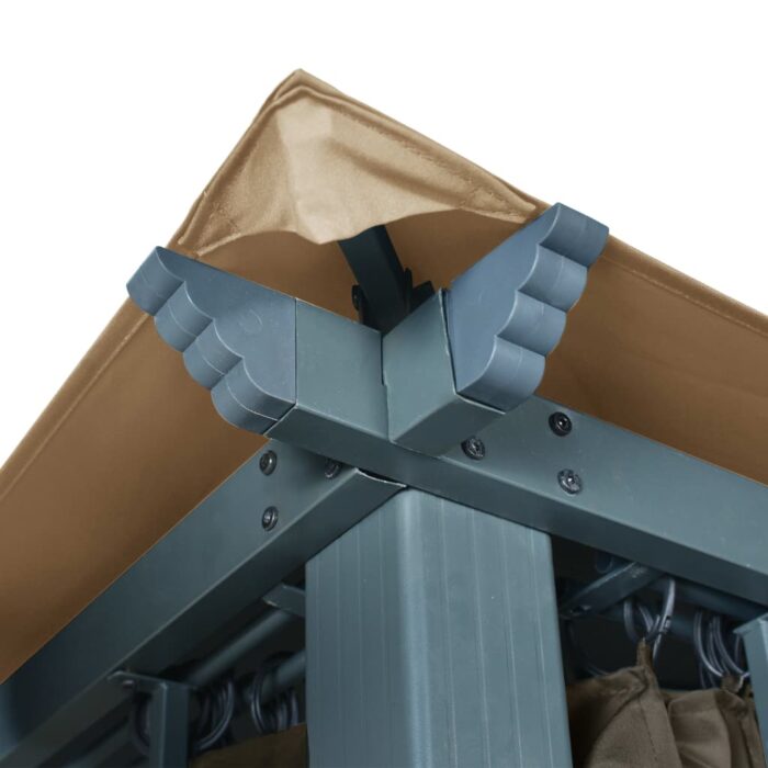 Κιόσκι με Κουρτίνα Taupe 300 x 300 εκ. Αλουμινίου - Image 6