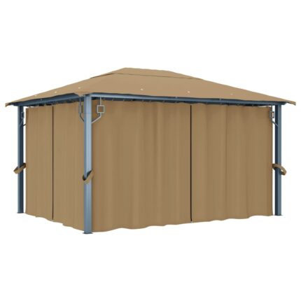 vidaXL Κιόσκι με Κουρτίνα Taupe 400 x 300 εκ. Αλουμινίου