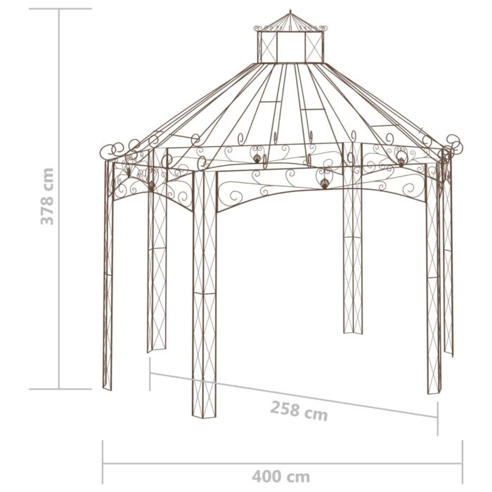 Κιόσκι Κήπου Αντικέ Καφέ 400 x 258 x 378 εκ. Σιδερένιο - Image 6