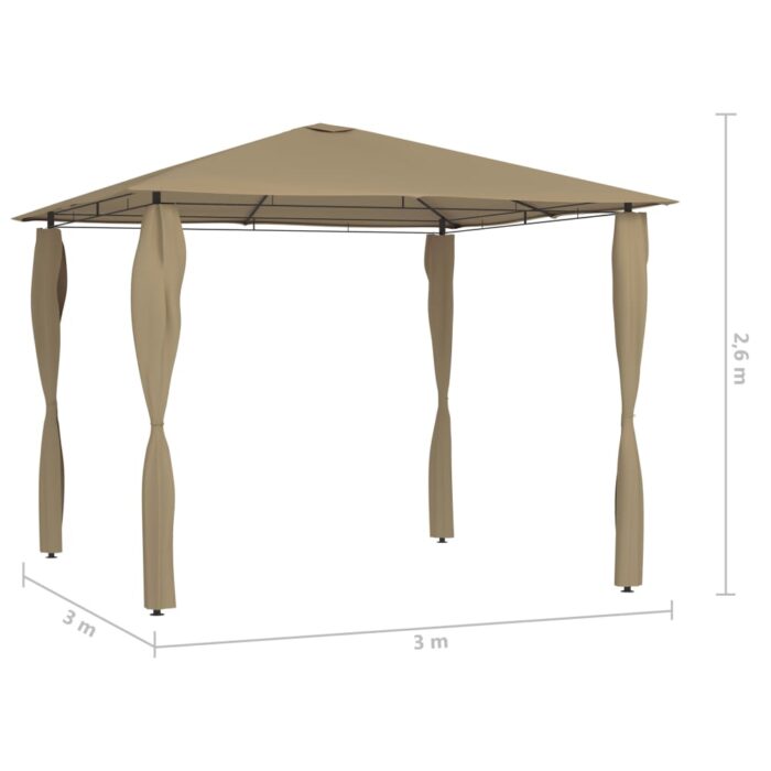 Κιόσκι με Καλύμματα Στύλων Taupe 3 x 3 x 2,6 μ. 160 γρ./μ² - Image 4