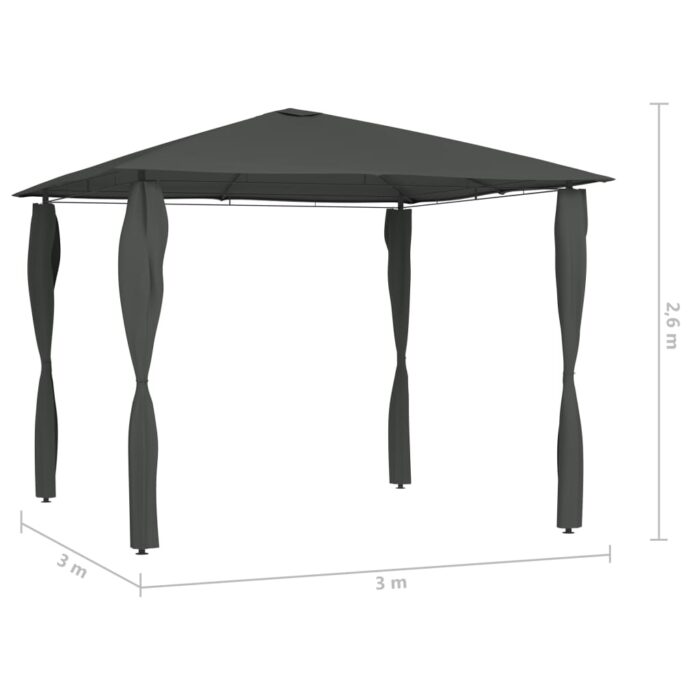 Κιόσκι με Καλύμματα Στύλων Ανθρακί 3 x 3 x 2,6 μ. 160 γρ./μ² - Image 4