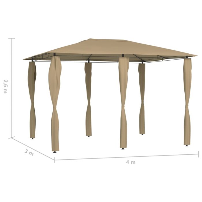 Κιόσκι με Καλύμματα Στύλων Taupe 3 x 4 x 2,6 μ. 160 γρ./μ² - Image 4