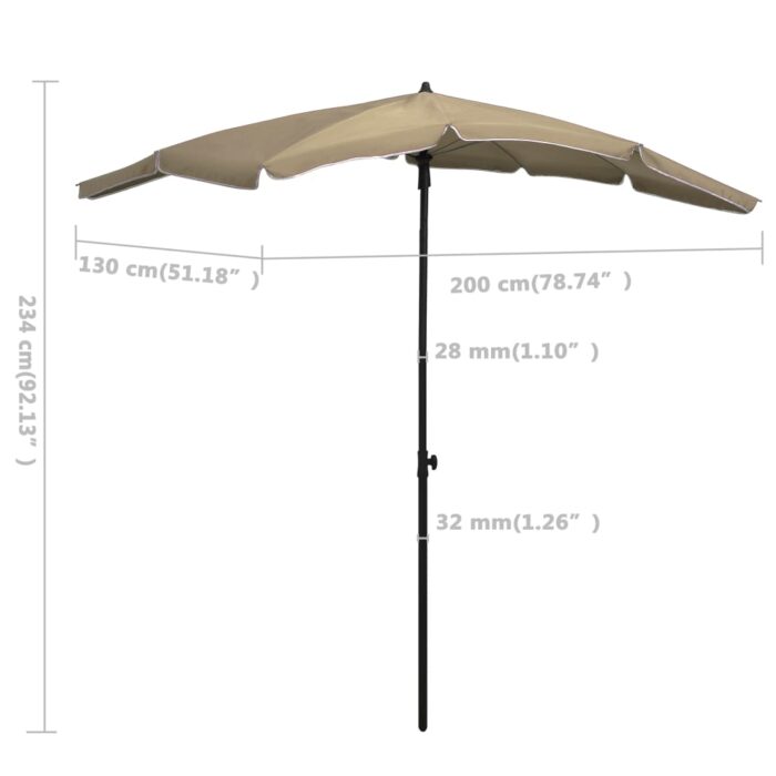 Ομπρέλα Κήπου με Ιστό Taupe 200 x 130 εκ. - Image 6