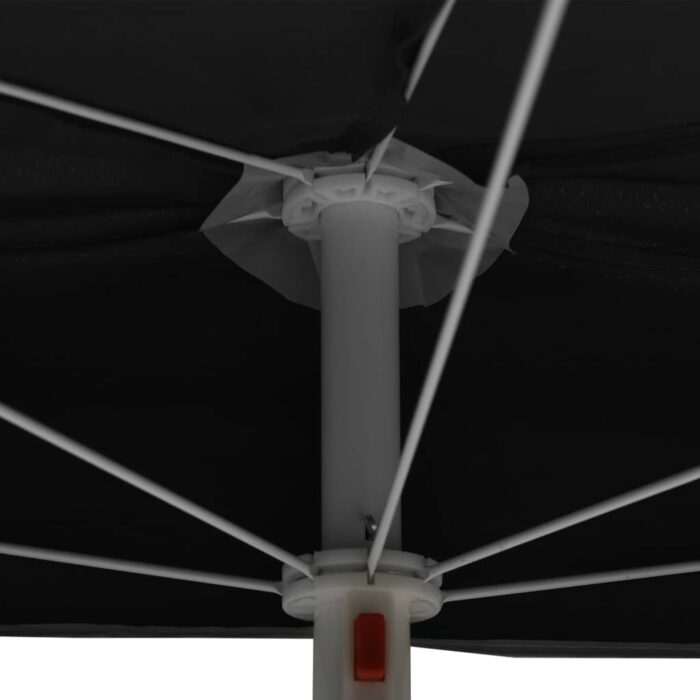 Ομπρέλα Κήπου Μισή με Ιστό Μαύρη 180 x 90 εκ. - Image 7