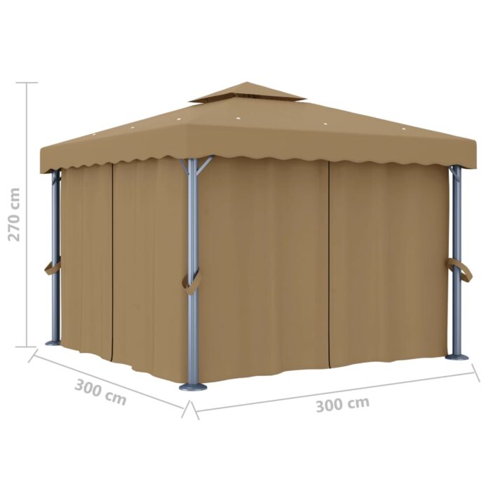 Κιόσκι Taupe 3 x 3 μ. από Αλουμίνιο με Κουρτίνα - Image 6