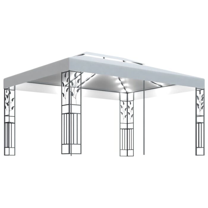Κιόσκι με Διπλή Οροφή και Φωτάκια LED Λευκό 3 x 4 μ. - Image 2