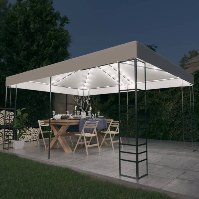vidaXL Κιόσκι με Φωτάκια LED Λευκό 4 x 3 x 2