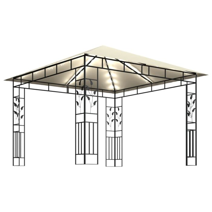 Κιόσκι με Σήτα και Φωτάκια LED Κρεμ 3 x 3 x 2,73 μ. - Image 4