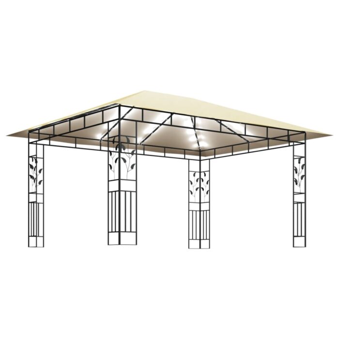 Κιόσκι με Σήτα και Φωτάκια LED Κρεμ 4 x 3 x 2,73 μ. - Image 4