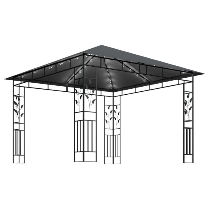 Κιόσκι με Σήτα και Φωτάκια LED Ανθρακί 3 x 3 x 2,73 μ. - Image 4