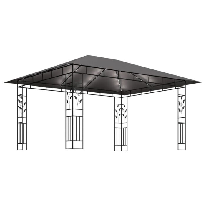 Κιόσκι με Σήτα και Φωτάκια LED Ανθρακί 4 x 3 x 2,73 μ. - Image 4