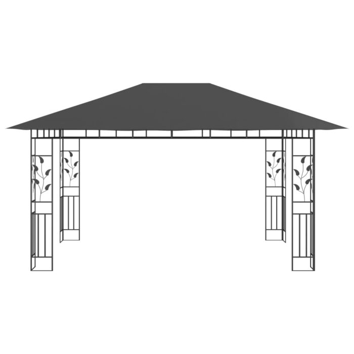 Κιόσκι με Σήτα και Φωτάκια LED Ανθρακί 4 x 3 x 2,73 μ. - Image 6