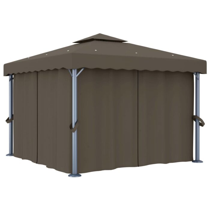 Κιόσκι με Κουρτίνα και Φωτάκια LED Taupe 3 x 3 μ. - Image 3