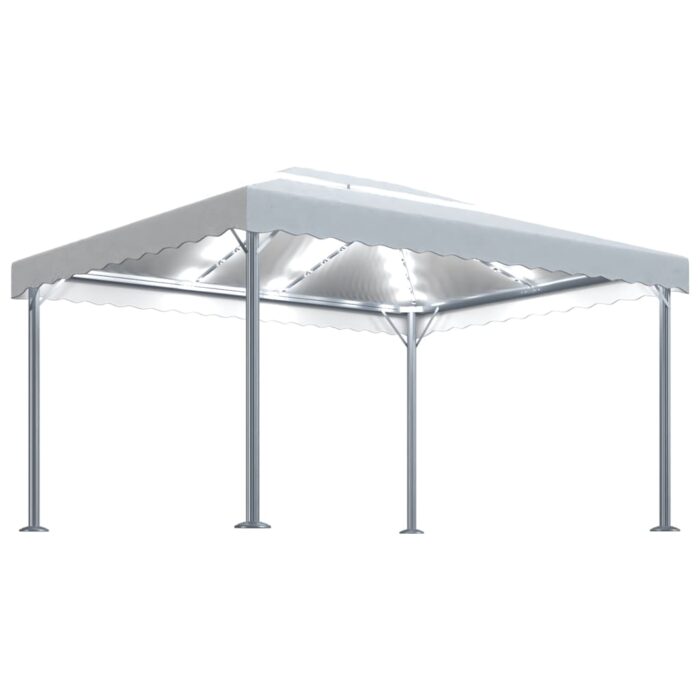 Κιόσκι με Φωτάκια LED Κρεμ 400 x 300 εκ. Αλουμινίου - Image 2