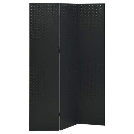 vidaXL Διαχωριστικό Δωματίου με 3 Πάνελ Μαύρο 120 x 180 εκ. από Ατσάλι