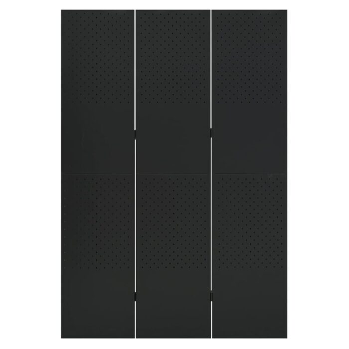 Διαχωριστικό Δωματίου με 3 Πάνελ Μαύρο 120 x 180 εκ. από Ατσάλι - Image 2