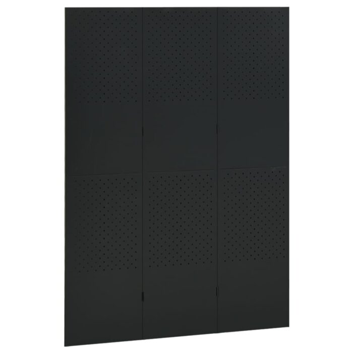 Διαχωριστικό Δωματίου με 3 Πάνελ Μαύρο 120 x 180 εκ. από Ατσάλι - Image 3
