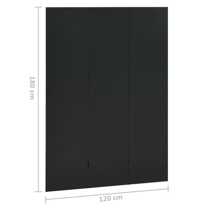 Διαχωριστικό Δωματίου με 3 Πάνελ Μαύρο 120 x 180 εκ. από Ατσάλι - Image 6