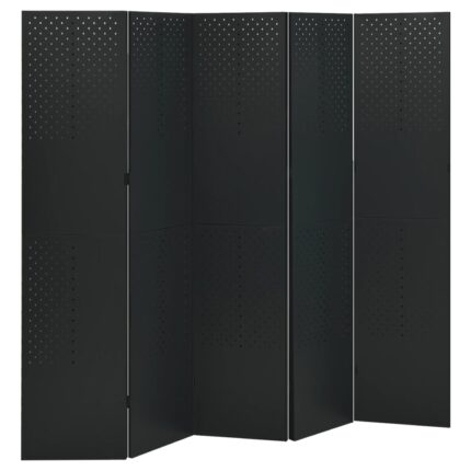 vidaXL Διαχωριστικό Δωματίου με 5 Πάνελ Μαύρο 200 x 180 εκ. από Ατσάλι