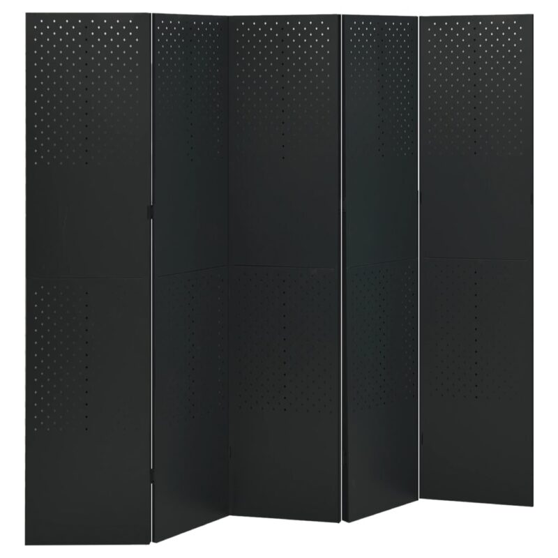 vidaXL Διαχωριστικό Δωματίου με 5 Πάνελ Μαύρο 200 x 180 εκ. από Ατσάλι