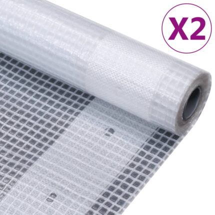 vidaXL Μουσαμάδες με Ύφανση Leno 2 τεμ. Λευκοί 4 x 15 μ. 260 γρ./μ²