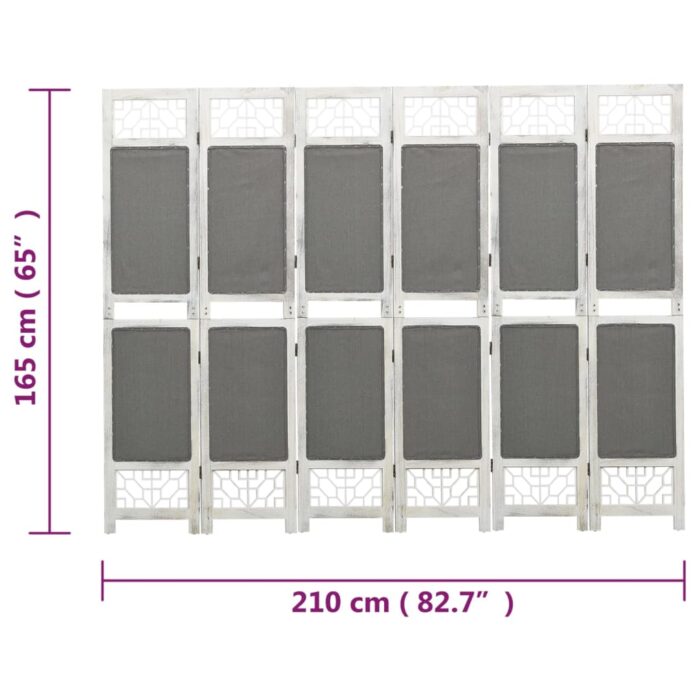 Διαχωριστικό Δωματίου με 6 Πάνελ Γκρι 210 x 165 εκ. Υφασμάτινο - Image 7