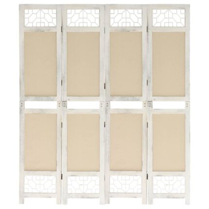 vidaXL Διαχωριστικό Δωματίου με 4 Πάνελ Κρεμ 140 x 165 εκ. Υφασμάτινο