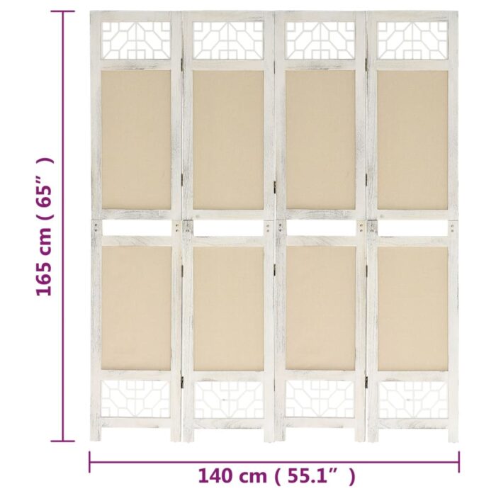Διαχωριστικό Δωματίου με 4 Πάνελ Κρεμ 140 x 165 εκ. Υφασμάτινο - Image 7