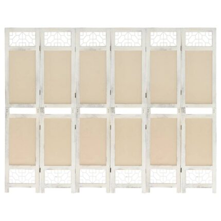 vidaXL Διαχωριστικό Δωματίου με 6 Πάνελ Κρεμ 210 x 165 εκ. Υφασμάτινο